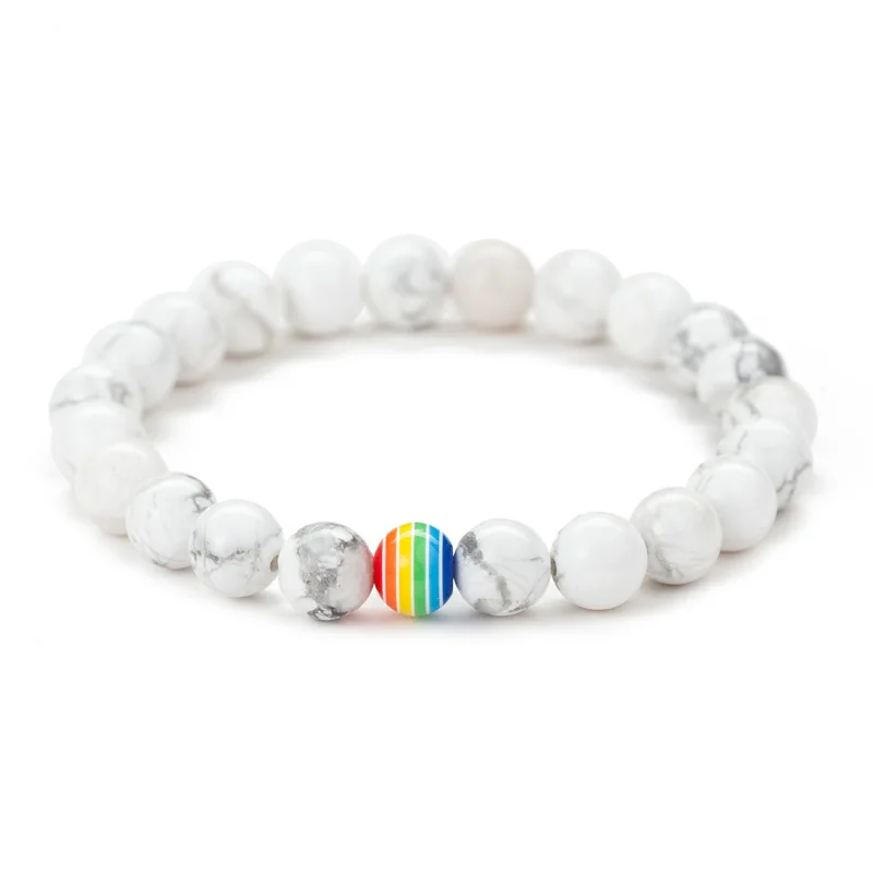 Rainbow Bead Bracelet Pride Stone Strand Couple Bracelets Male Female LGBT Handmade Jewelry Women Men Couples Valentine's Gift Rainbow Bead Bracelet Pride Stone Strand Couple Bracelets Male Female LGBT Handmade Jewelry Women Men Couples Valentine's Gift