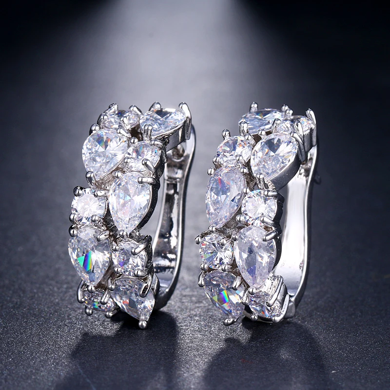 Stud Earrings Gold Earrings Colorful Earrings Metallic Color Earrings Metal Earrings Cubic Zirconia Earrings Crystal Zircon Earrings Rose Gold CZ Zircon 12 Colors