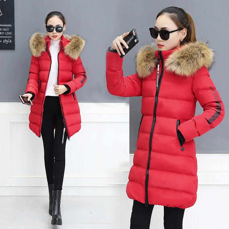 Плюс Размеры M-5XL теплые зимние Для женщин пальто Для женщин зимние куртки искусственной меховой воротник зимние пальто пуховик Для женщин