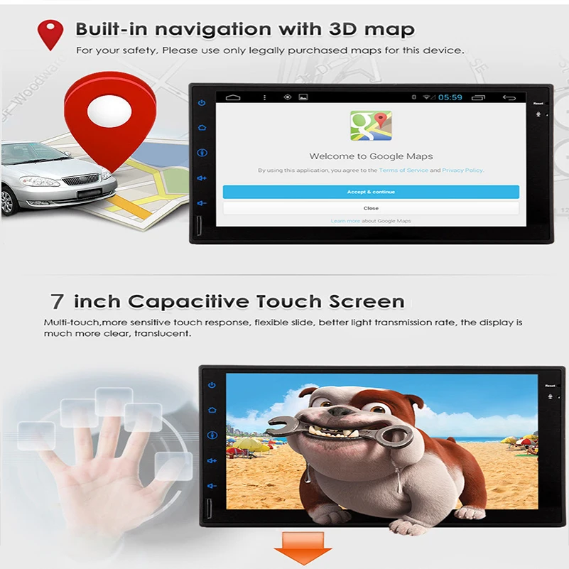 Cheap 2 din car DVD gps android 8.1 1024*600  Automotive DVD 3 G universal MP3 Player audio radio AUX steering wheel +2 din car radio 2