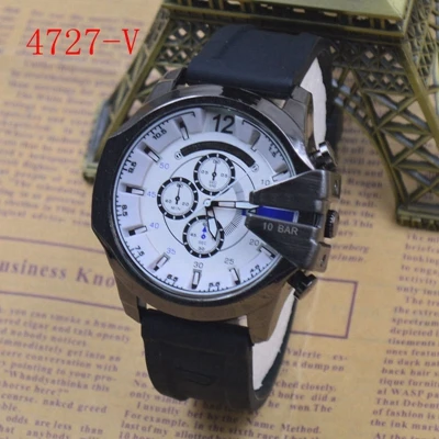 Мужские кварцевые часы из силикагеля с циферблатом из тонкой стали, автоматические часы с датой и функцией второго запуска, часы с коричневым серебряным сапфировым кристаллом - Цвет: 4727-V