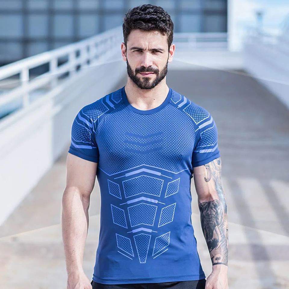 

Summer Men Sweatshirts Quickly Dry Short Sleeve T-shirts Running Tights Male Jogging Casual Fitness Gym Yoga Shirt Sportswear
