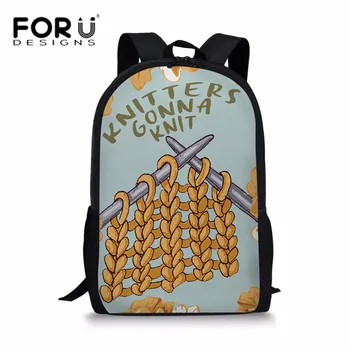 

FORUDESIGNS Children Funny Wool Printing School Bags for Teenager Girls School Backpack Middle School Students Preppy Book Bag