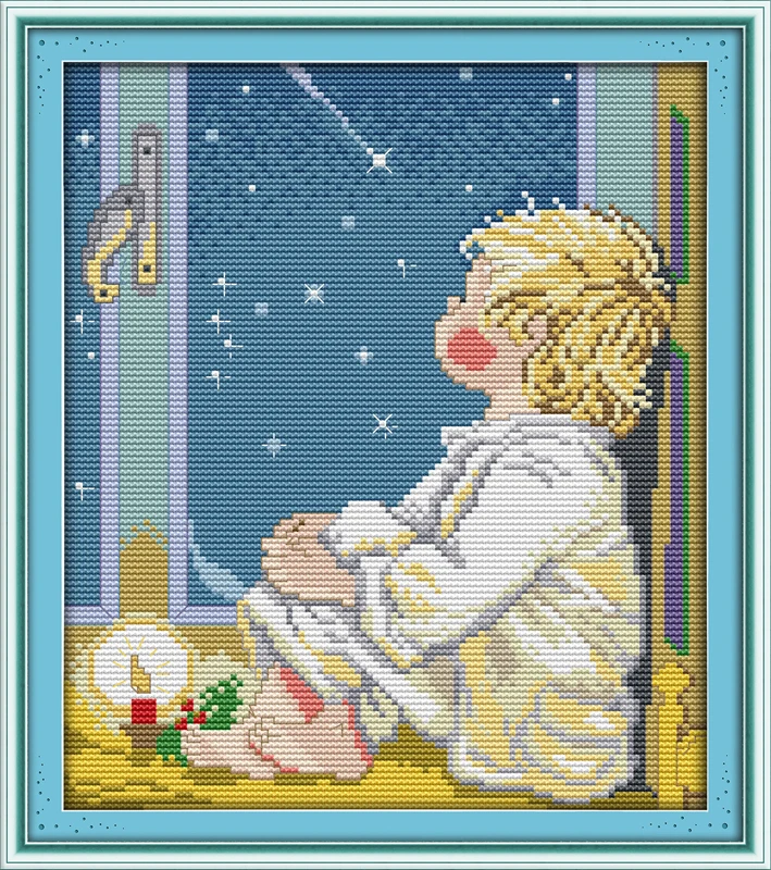 

Look at the stars counted printed on fabric DMC 14CT 11CT Cross Stitch kitsembroidery needlework Sets Home Decor