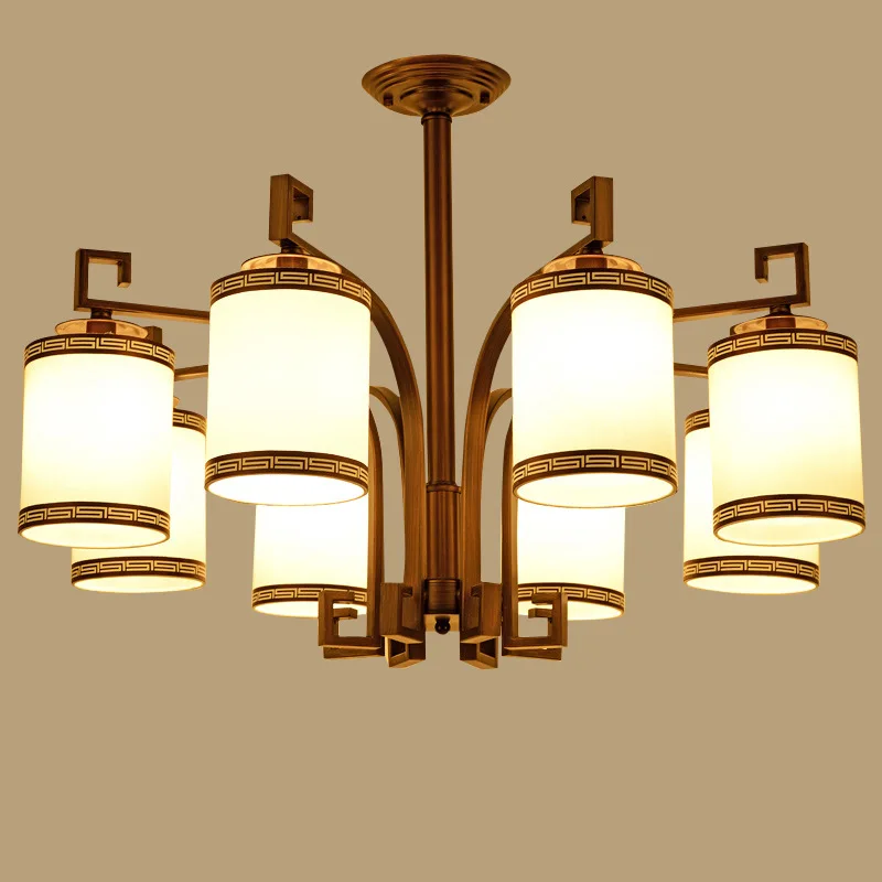 

YOOK 8 Lights LED Chandeliers Chinese Iron Imitation Copper Chandelier for Living Room Chandelier Lamp E14 220V