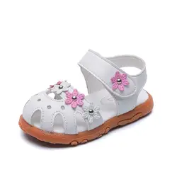 Сандалии для младенцев обувь для девочек сандалии baotou обувь с цветочным узором летние новые детские Модные детская обувь для принцесс