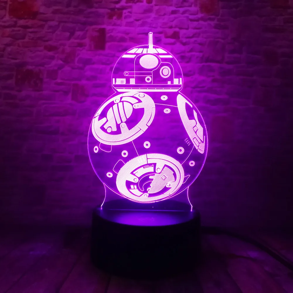 Звездные войны BB-8 шар Робот СВЕТОДИОДНЫЙ 3d-ночник красочный плавный переход лампа Рождественские подарки для детей день рождения праздничное настроение освещение