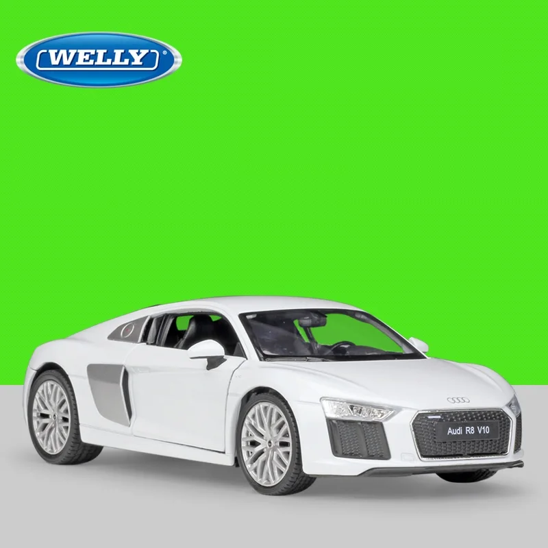 

1:24 Welly R8 V10 2016 white/blue/yellow/red Diecast Model Car