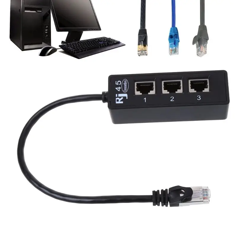 

1 to3 Socket LAN Ethernet Network RJ45 Plug Splitter Extender Adapter Connector