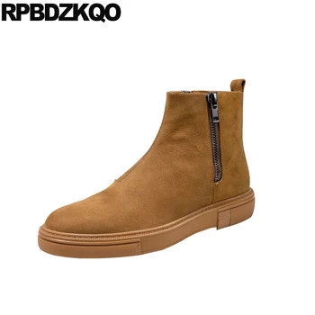 

high quality vintage shoes men autumn zipper genuine leather short retro 2018 fall booties footwear designer full grain boots