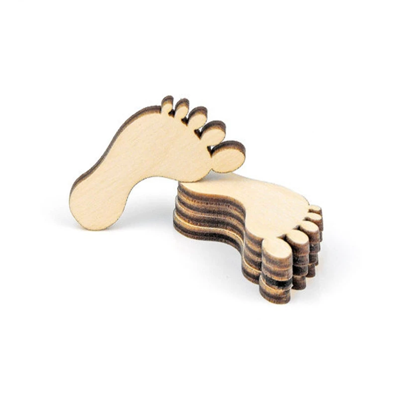 50 pcs Laser Cut Out BABY FOOT Unfinished Wood Shape Craft Supply-in