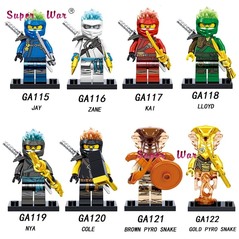 

Single Model Building Blocks Ninja Series Action Figure JAY ZANE KAI LLOYD NYA COLE WU GOLD BROWN PYRO SNAKE Toys for children