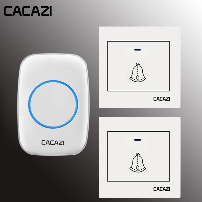 

CACAZI Wireless Waterproof Doorbell Door Bell House Transmitter 300M Remote LED Light Button 36 Chime 2 Transmitter 1 Receiver