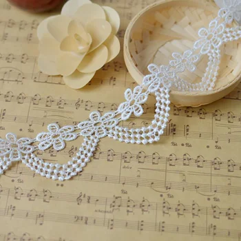 

10Yards White Lace Ribbon 45mm DIY Embroidered Net Lace Trim Fabric For Sewing Decoration Earring Material