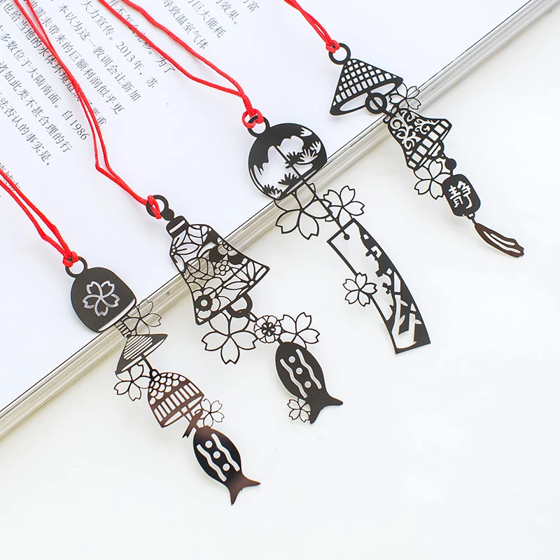 

1 Pcs Cute Wind Chimes Bookmark for Book Markers Cartoon Metal Paper Clip School Office Supplies Stationery Gift Escolar