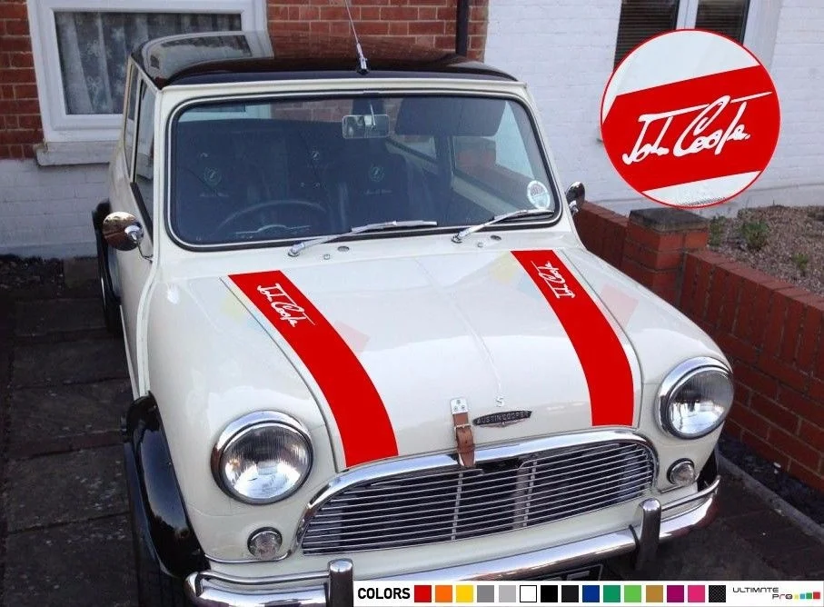 Для 2 xSticker полоса для Classic mini john cooper капот гриль капот спереди знак Хромовая автомобильная пленка для укладки волос