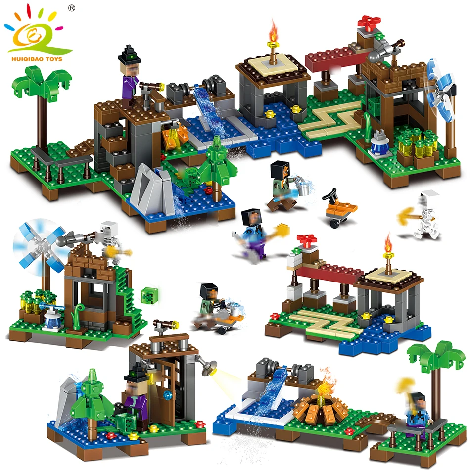 

400pcs 4in1 Minecrafted Forest Wind Building Block Compatible City Skeleton Figures Brick Education toys for children