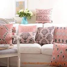 Скандинавские декоративные подушки розовые геометрические чехлы для подушек домашний декор Бохо подушки льняная наволочка для дивана