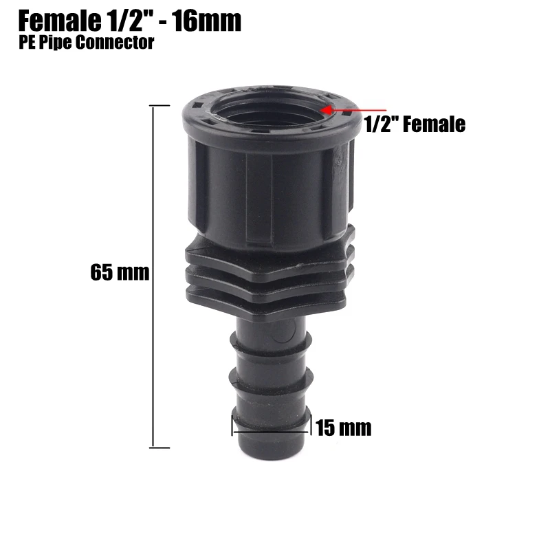5 шт. 1/" 3/4" гнездовой коннектор для орошения, соединители для полива полиэтиленовых труб, резьбовые соединители для садовой воды, прямой адаптер для пагода - Цвет: Female 1l2 Inch-16mm