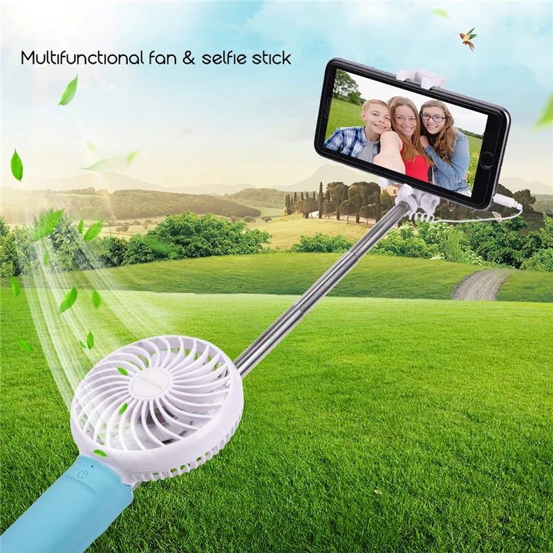

2000Amh Rechargeable USB Fan Office Home Outdoor Portable Mini Handheld Fan With Power Bank Monopod Extendable Selfie Stick 4546