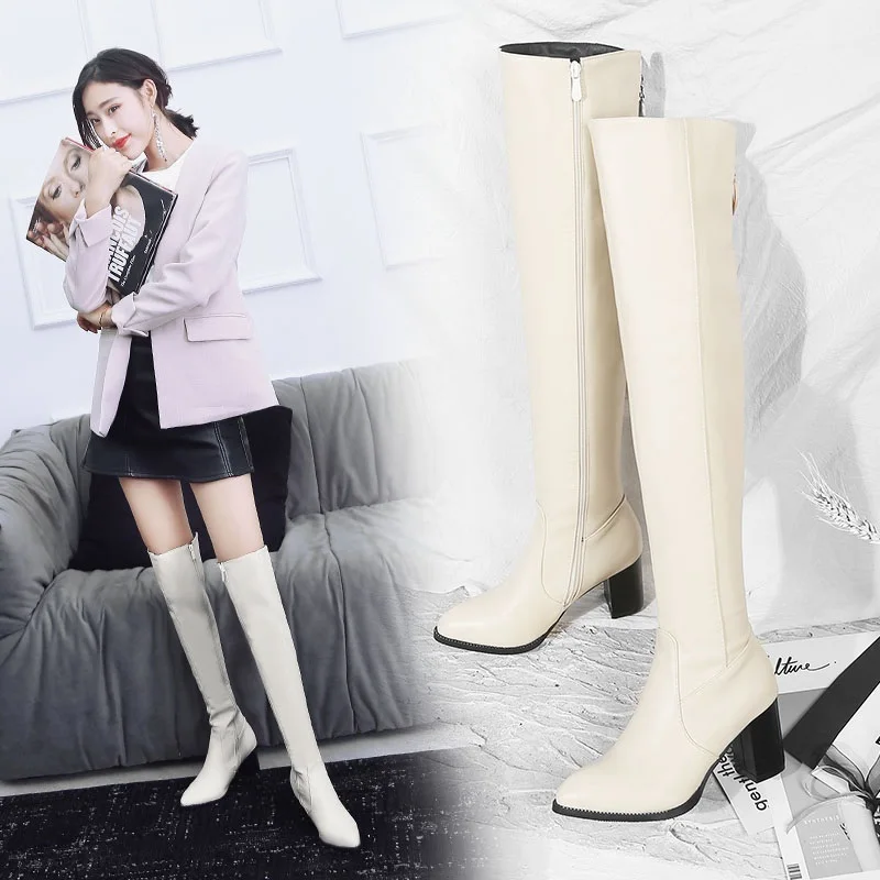 

New Sale Big Size 34-48 Motorcyce Boots Over The Knee Botas Women Square Heel Pumps Sexy Fashion Shoes Free Shipping riding boot