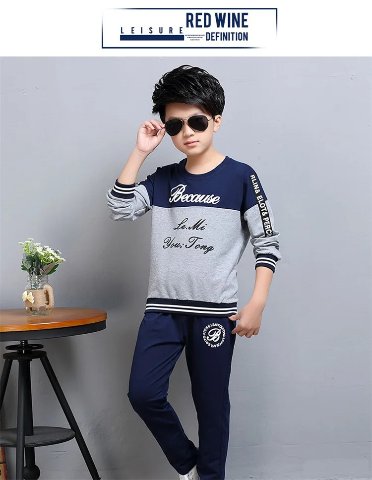 4-12 y children boys clothes kids boy set long sleeve sweatshirt letter sport sets for boys spring autumn clothing (4)