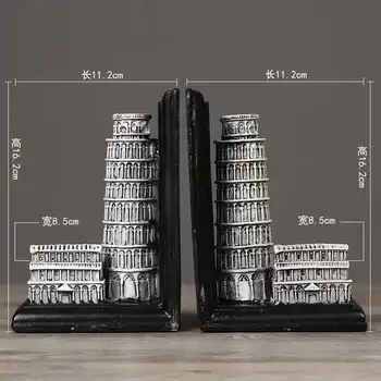 

European retro home office model decoration pizza leaning tower bookends 1 pari (not include books) Gift Ornaments WL5281344