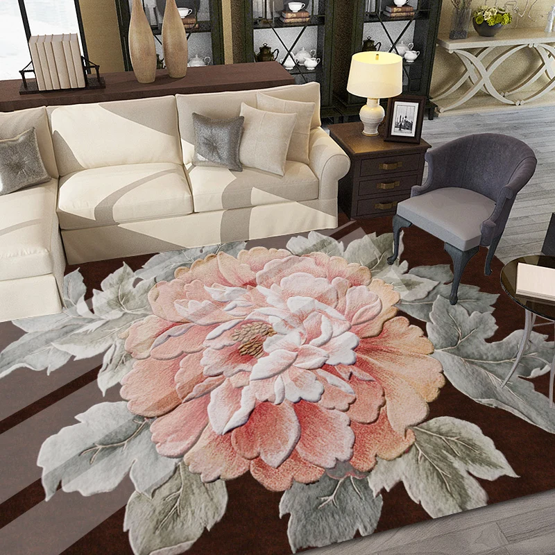 

ALITEXTILEBTOC 100% Wool Carpets European And American Carpet For Hallway Bedroom Living Room Flowers Comfortable Soft Carpets