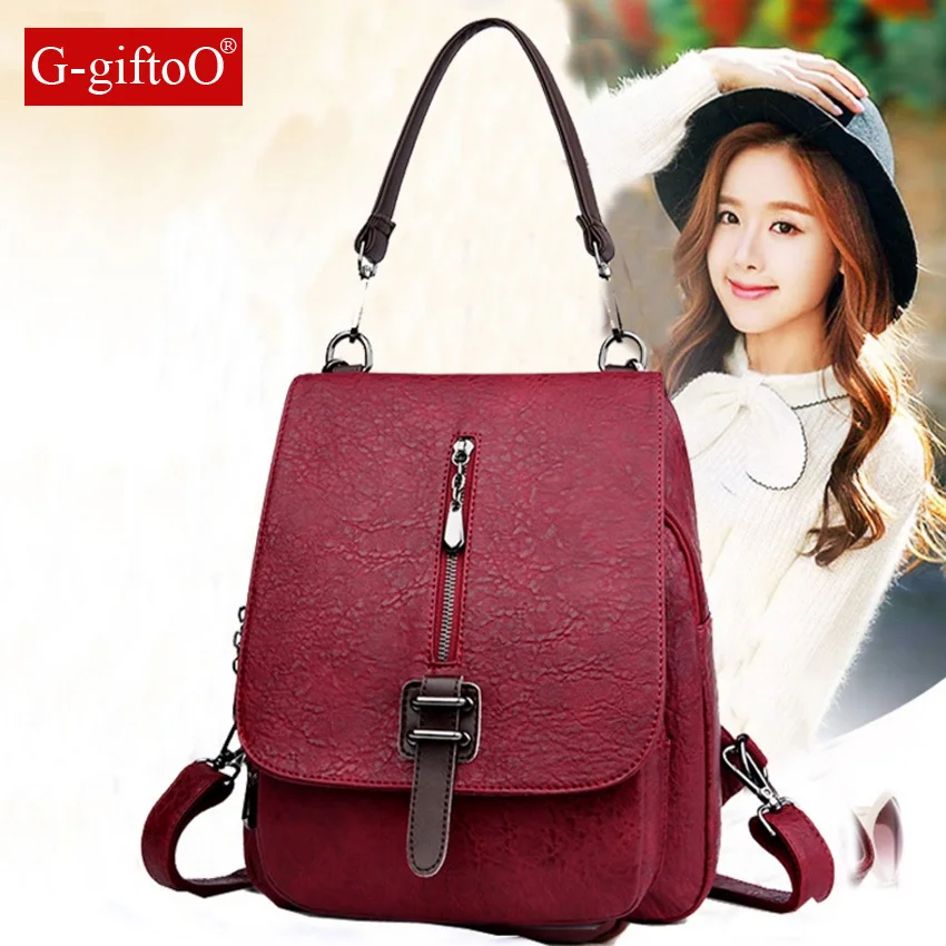 

Korean version of the leather backpack bags 2018 new wave of multi-functional travel backpack bag