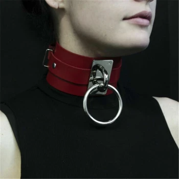 

Women Fashion Punk Gothic Wide PU Leather O Circle Collar Choker Necklace