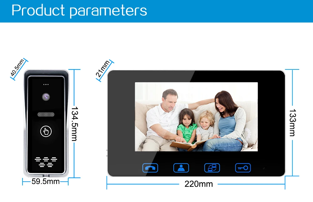 Проводной видео телефон двери 7 "цвет ЖК дисплей с водостойким цифровой дверные звонки Камера просмотра ИК Ночное Видение домофон системы