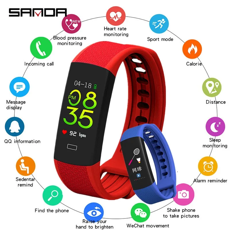 SANDA Смарт часы для женщин Bluetooth монитор сердечного ритма спортивные IP67