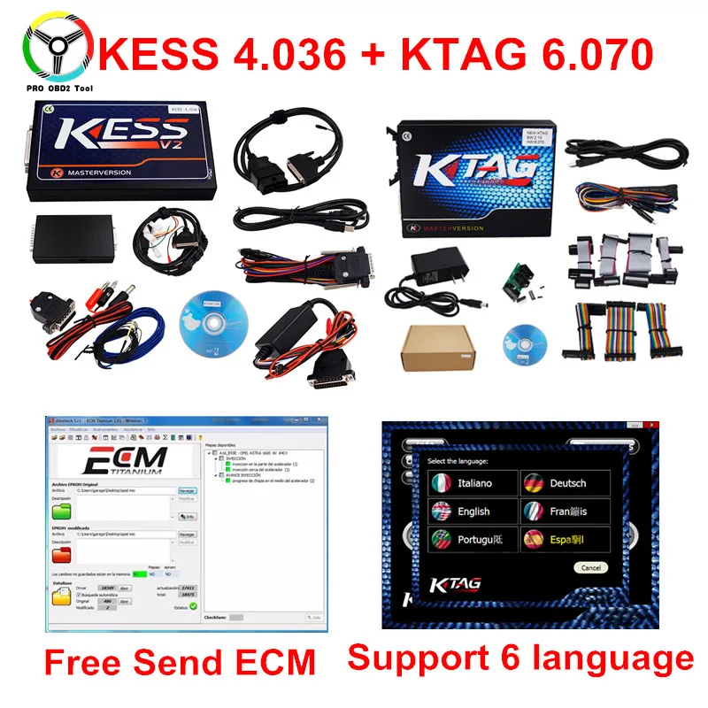 

Full Set KESS V4.036 +KTAG V2.13 No Tokens Limited OBD Function Auto ECU Chip Tuning Scanner For Multi-Cars ECU Programmer Tool