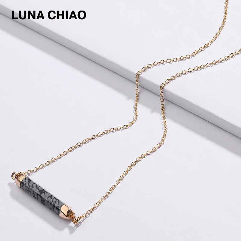 LUNA CHIAO, Новое поступление, 6 цветов, натуральный белый мраморный камень, прозрачный кристалл, короткая изящная цепочка, ожерелья с подвесками