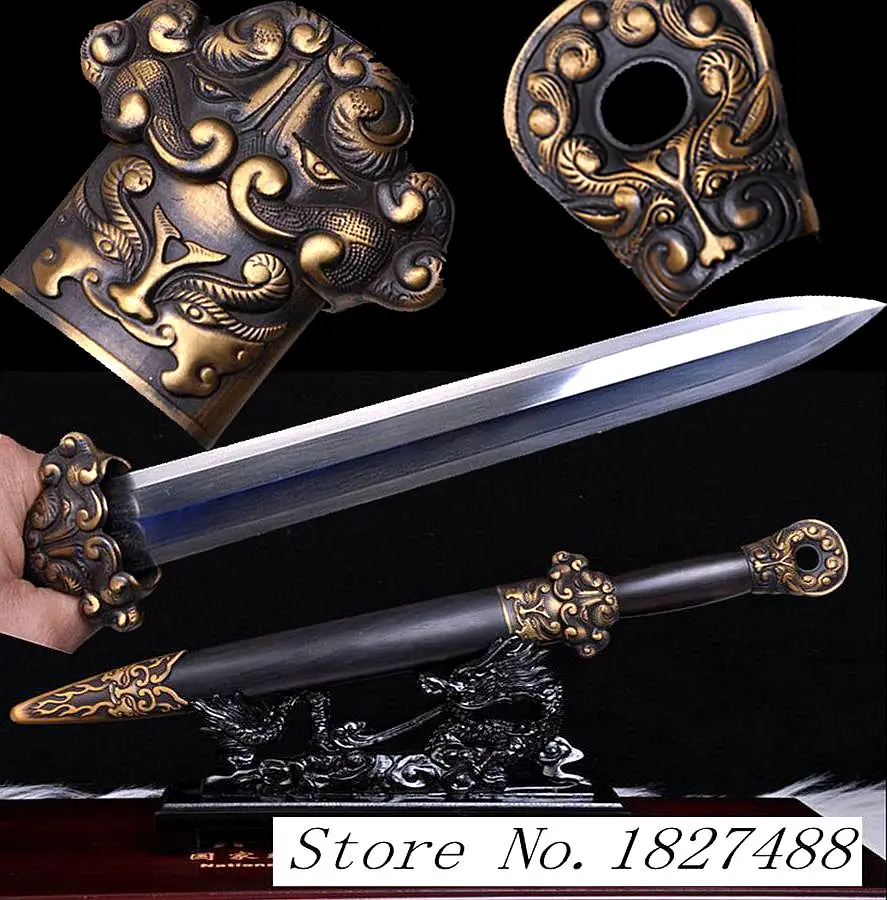 40 см* Удобный самозащитный нож для кемпинга короткий китайский меч булатная Дамасская сталь острый 8 боковое лезвие ручной работы Han jian