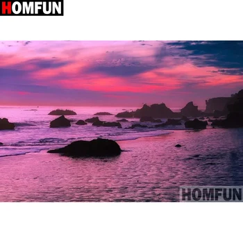 

HOMFUN Full Square/Round Drill 5D DIY Diamond Painting "Seaside scenery" Embroidery Cross Stitch 5D Home Decor Gift A16145