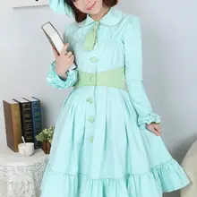 Милое небесно-голубое зимнее милое пальто Лолиты зимние длинные хлопковые пальто всех размеров