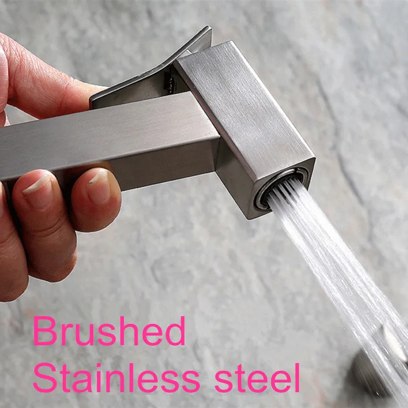 

304 Stainless Steel square Hand held Bidet Shower set Toilet Jet Cleaner Portable Bidet High Pressure Shower Head