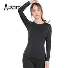 Женская Спортивная футболка облегающая тренировочная с длинными рукавами Спорт Фитнес Йога Топы быстросохнущая однотонная одежда для бега в спортзале