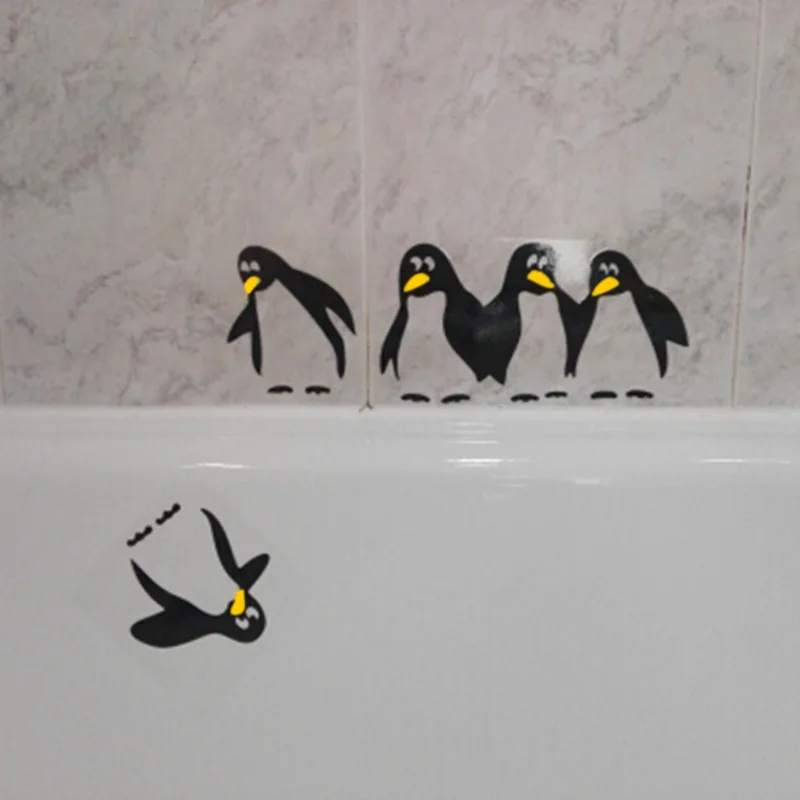 Funny penguin kitchen fridge sticker kitchen wall sticker carved white border wall stickers home decor living room