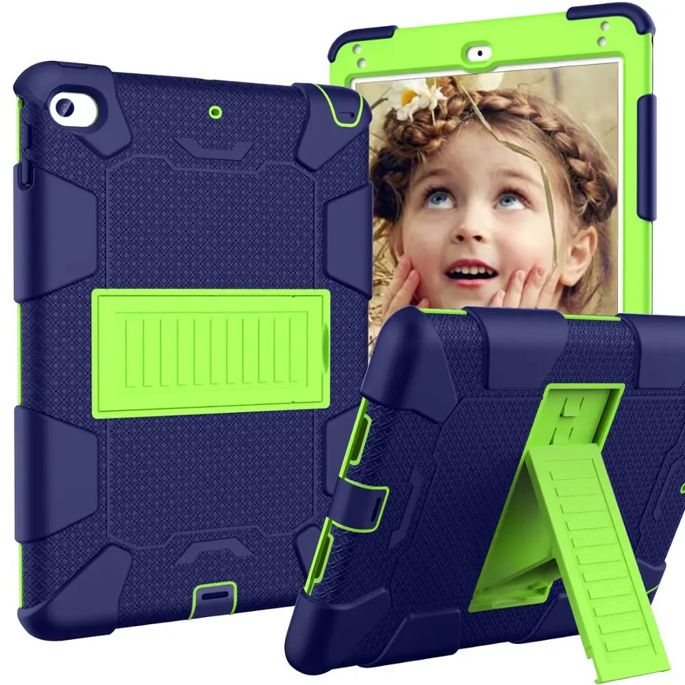 

3 Layer Protection Case For iPad Mini 4, Impact Resistant Shockproof Silicon+PC Multi-angle Stand Tablet Cover For iPad Mini 5