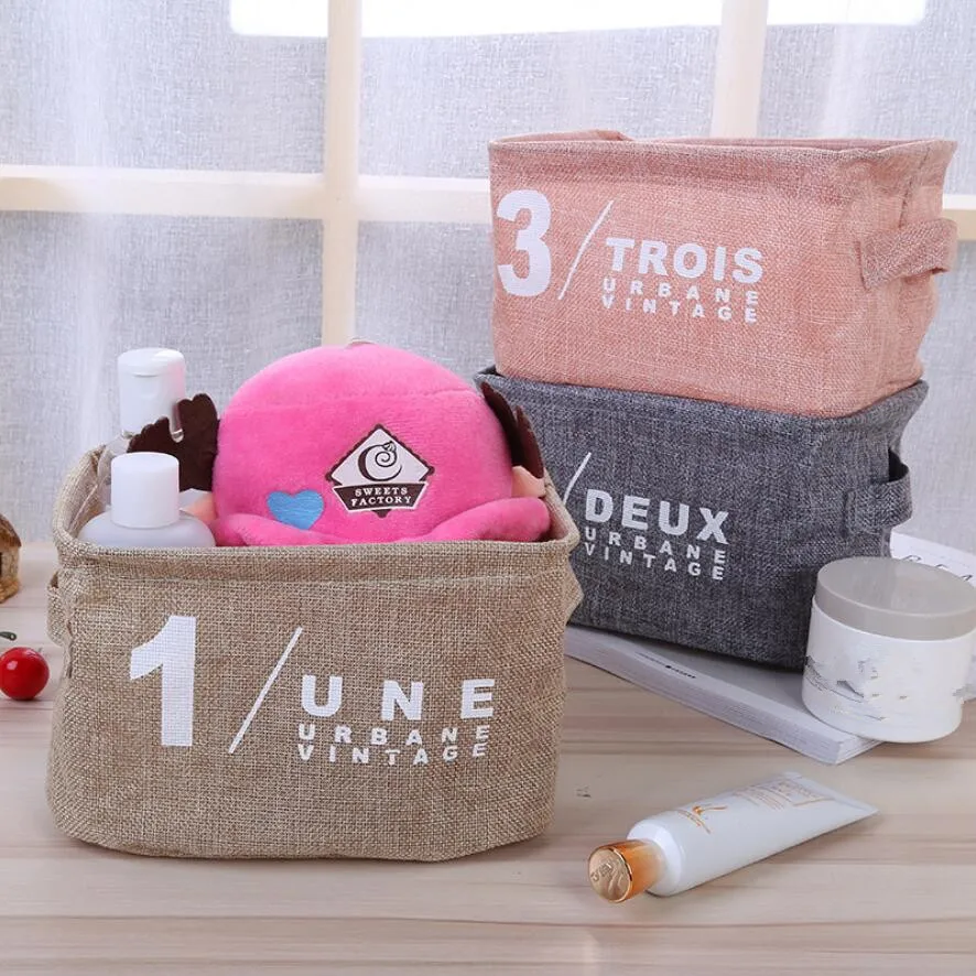 

1pcs Coton Linen Desk Storage Box Cabinet Clothes Underwear Storage Desktop Makeup Cosmetic Organizer