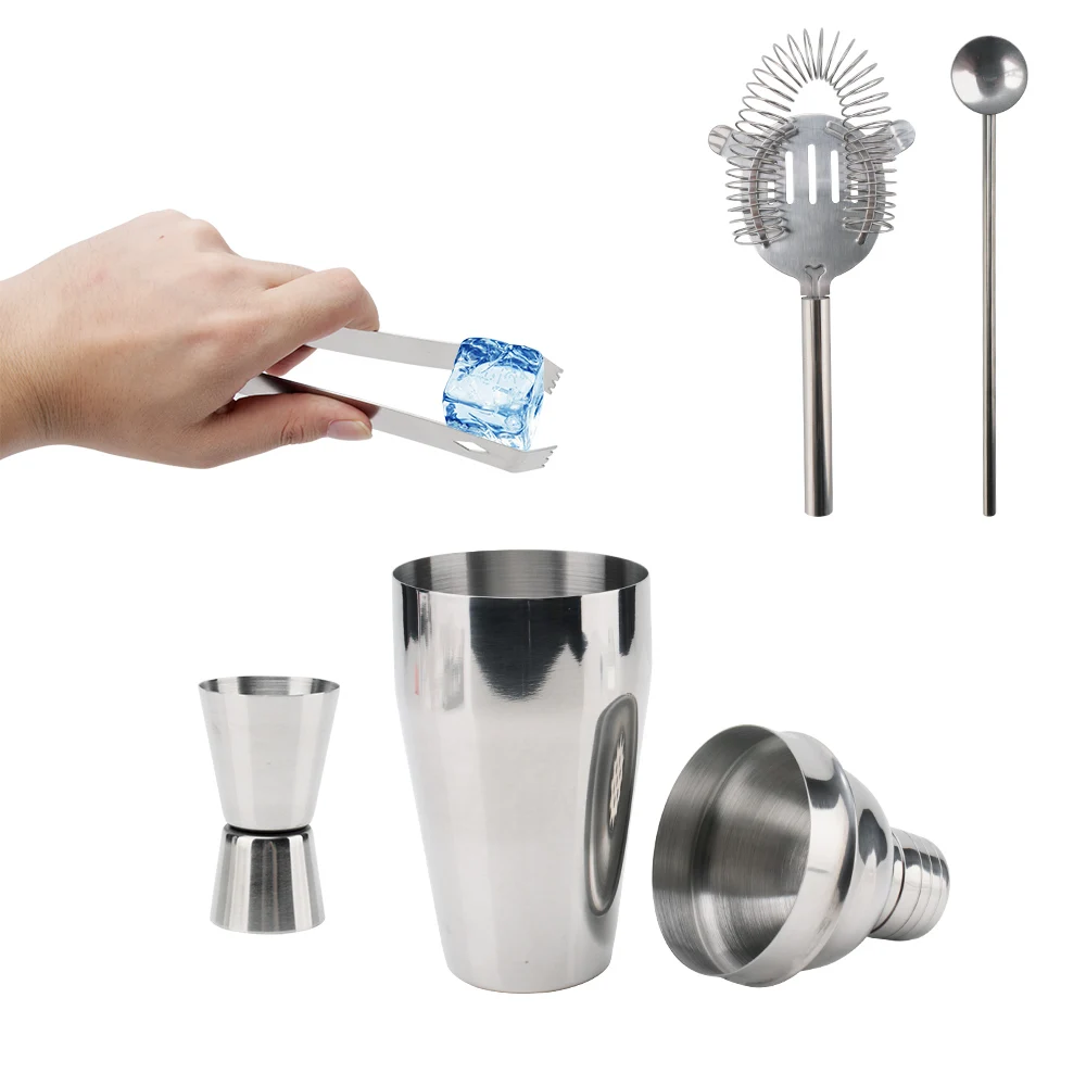5Pcs/set Stainless Steel Cocktail Shaker Professional Bartending Kit