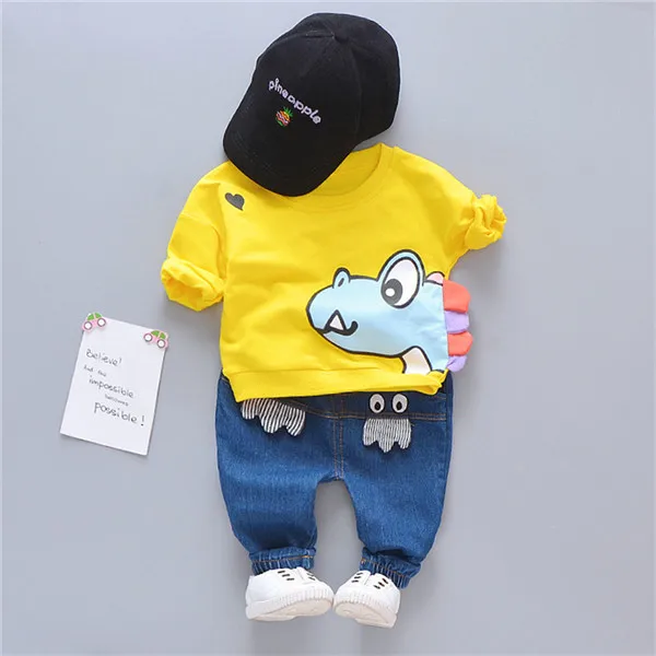 Baby Boy clothing set children set long sleeve t shirt + jeans 2 pcs infant clothes spring