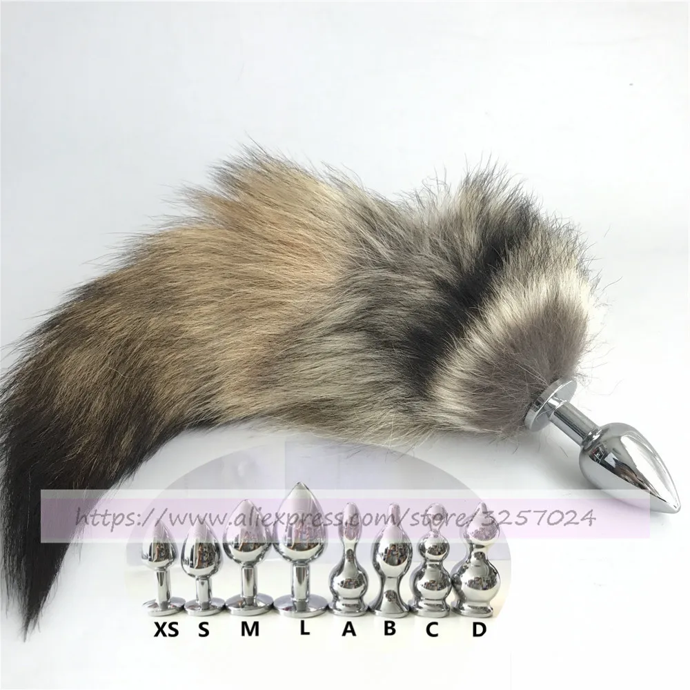 

Magicfur - 8 Sizes Plug Fur Tail Large Real Wolf Fur tail w Plug Funny cosplay tool Accessories
