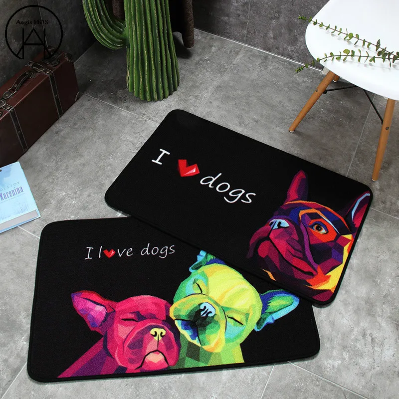 Cartoon Style Lovely Dog Painting Dogs Print Rugs Non-slip Floor Mat Outdoor Area Animal Front Door Mats 45x60cm 50x80cm | Дом и сад