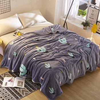 

Cactus Thickened quality plush bedspread blanket 200x230cm High Density Super Soft Flannel Blanket for the sofa/Bed/Ca