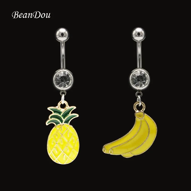 Fashion Lovely Fruit Dangle Belly Button Rings Surgical Steel Navel Piercing Bar Ombligo Nombril Anti-allergic Body Jewelry Girl1
