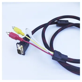 

1.5m 5Ft VGA to 3 RCA Component Cable For Laptop PC LCD TV 500pcs