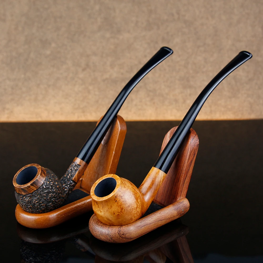 

17cm Long Smoking Pipe 3mm Filter Briar Tobacco Pipe Pea Shooter Style Multi Choice Engraved Briar Wood Pipe free tools gift set